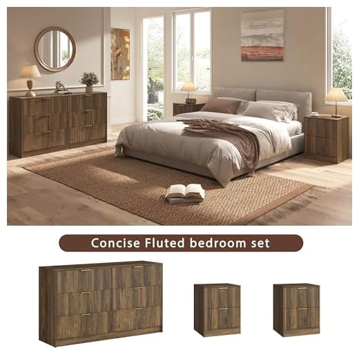 Modern 3-Piece Bedroom Furniture Set in Walnut