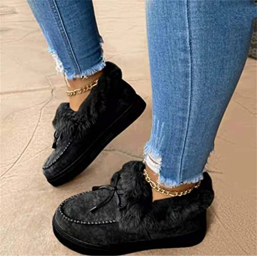 Winter Boots For Women 2024 Slip On Warm Snow Ankle Booties Fashion Fur Lined Outdoor Comfortable Loafers Shoes2