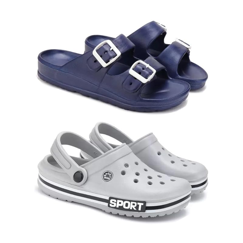 Lightweight,Classic Slider || Sandals with Clogs for Men-Combo(2)-3116-3015-image-32