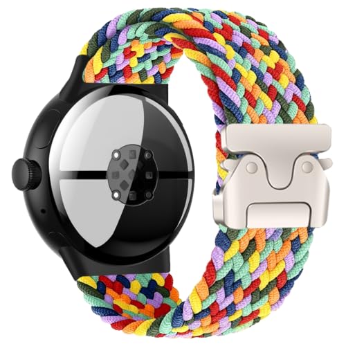 Image of Yeahxing Band for Pixel Watch 4 /3 /2 /1 Band - Stretchy Nylon Braided Bands for Google Pixel Watch 41mm 45mm, Fit 6.8-10.2 inch Adjustable Wristband with Parachute Buckle for Men Women