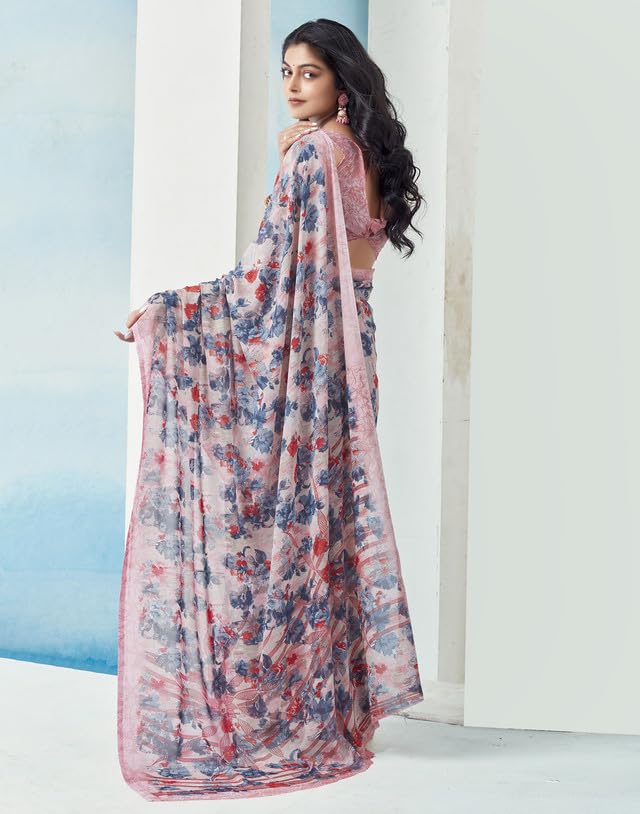 Sari georgette de qualité supérieure avec imprimé floral chic - 3