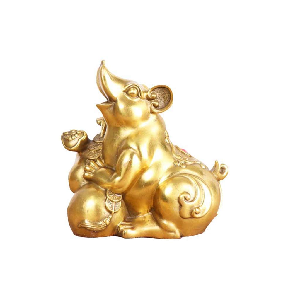YNIYUJKL Feng Shui Ornaments Pure Brass Zodiac Rat Statues,Chinese Decor Figurine For Home And Office,Wealth And Good Luck Sculpture