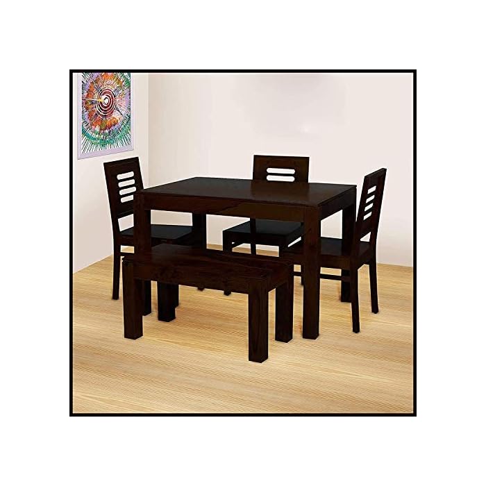 Buy Credenza Wooden Solid Sheesham Wood Dining Table 4 Seater Dining