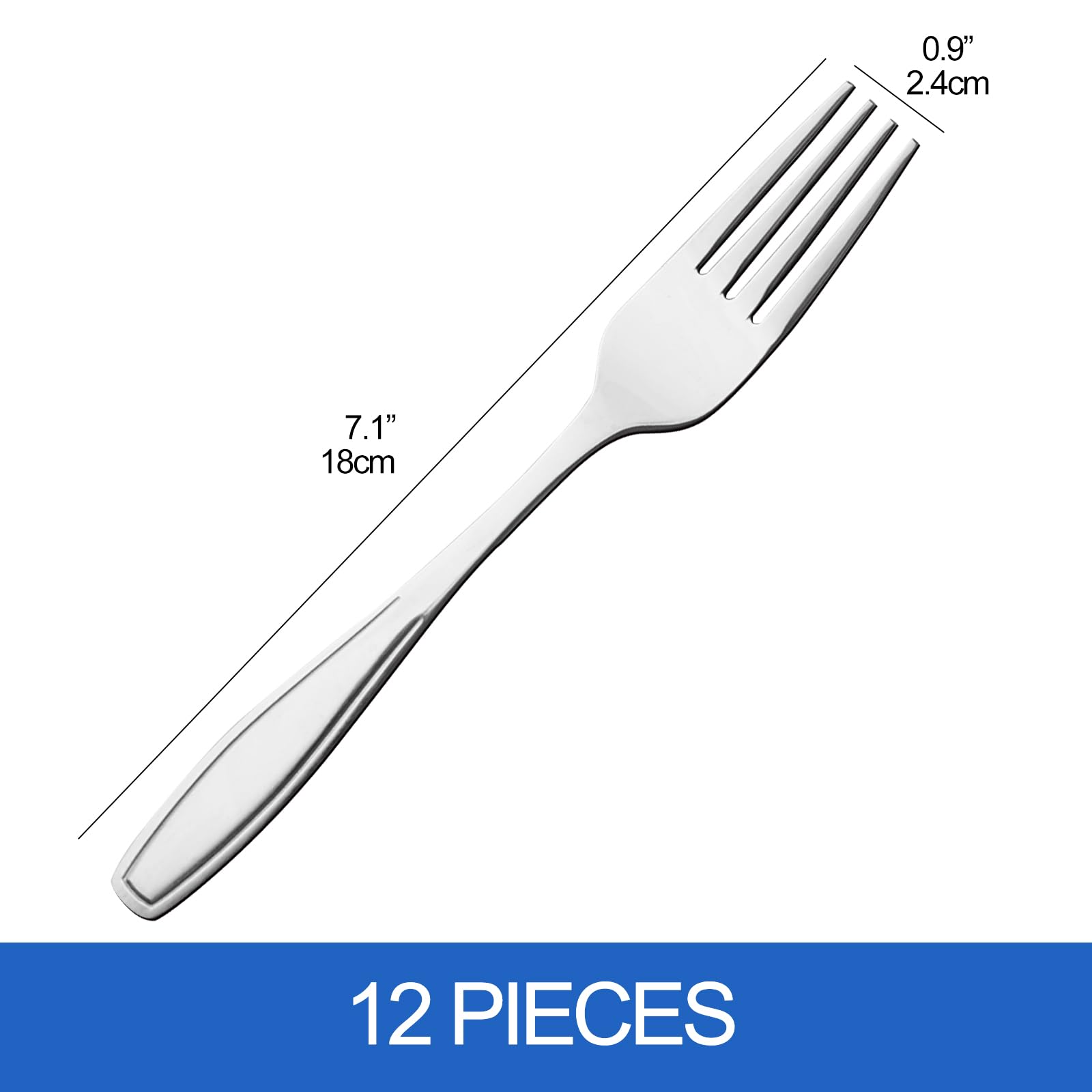 Farmoon Stainless Steel Dessert Forks, 18 cm Mirror Polishing Pastry Fork Set, 12 Pieces - Image 3