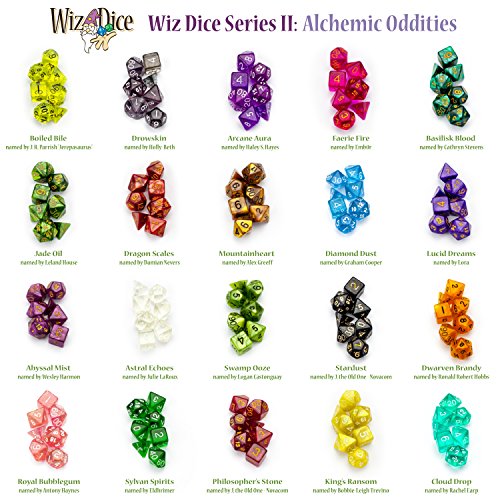 Wiz Dice 7 Die Polyhedral Dice Set - Abyssal Mist (Hot Pink Pearl) with Velvet Pouch - Thumbnail 5
