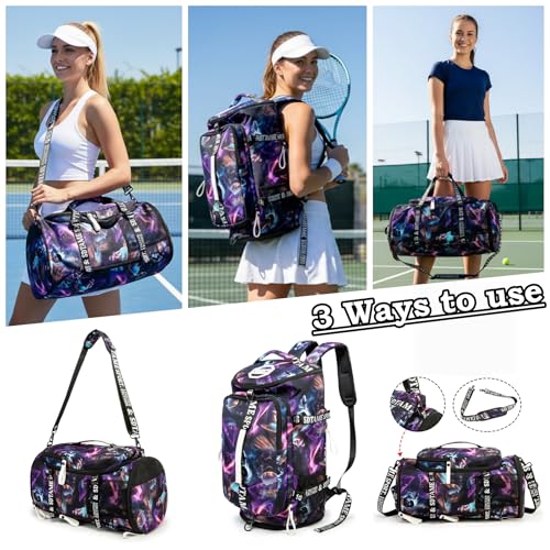 Image of Gym Duffle Bag Backpack,4‑Way Waterproof with Shoe Compartment Travel Hiking Laptop
