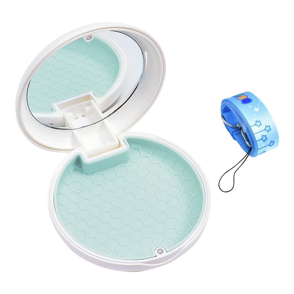Maobuli Retainer Holder with Mirror & Lanyard, Compact Night Guard Case with Vent Holes, Partial Denture Container for Purse, Portable Aligner Box