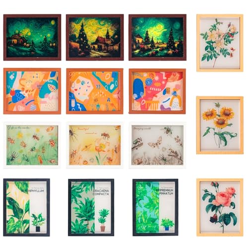 SAMCAMI Dollhouse Furniture Mini Wall Art, 1/12 Scale Accessories, Dollhouse Miniatures, 15 Pieces (No.1)