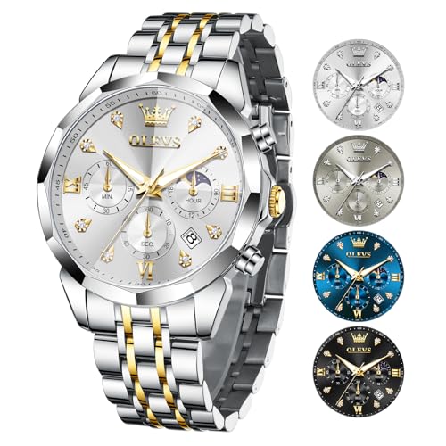 Image of OLEVS Watch Men Stainless Steel Watches Luxury Chronograph Men Wrist Watch | Multifunction,Diamond, Date, Business, Classic,Dress Watch for Men, Gift for Men, reloj de Hombre