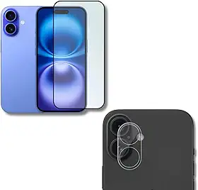 Película De Vidro 3D Tela Toda Para iPhone + Película Lente de Câmera (iPhone 16)