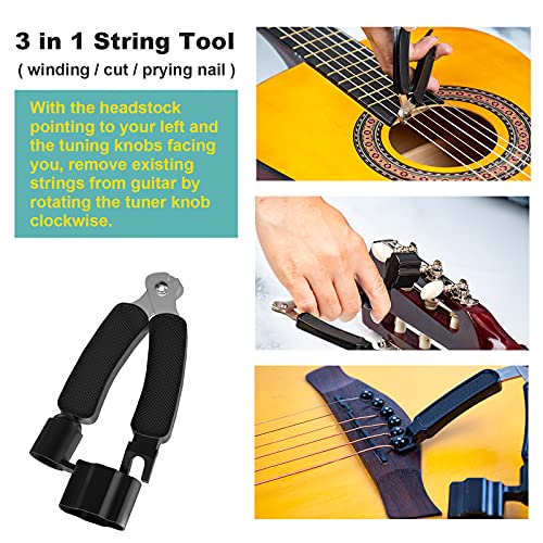 Guitar Cleaning Kit, FOLLOWIN Guitar Care System 7 Pack, Cleaner Polish, Fingerboard Lemon Oil, String Cleaner & Lubricant, Guitar Wax, Winder, Microfiber Cloth
