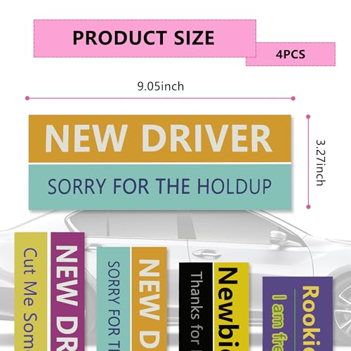 Image of 4PCS Student Driver Magnet for Car,Removable Strong Magnetic New Driver Magnet for Car,Universal Reflective Safety Warning Student Driver Sticker Magnet for Car Bumper Trunk