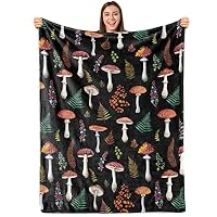 Coperta in pile con funghi in stile William Morris / Coperta in pile