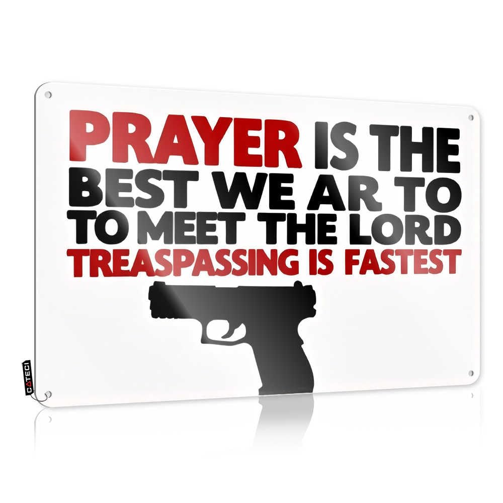 Fzfn Colour Western Barn Decorations - Prayer Vs. Trespassing: A Bold Statement Haves Rustic Wall Hanging(30X40cm)