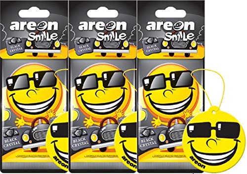 AREON Smile Dry Car Air Freshener Black Crystal Fun Yellow Multi Pack of 3 AREON Smile Dry Car Air Freshener Black Crystal Fun Yellow Multi Pack of 3