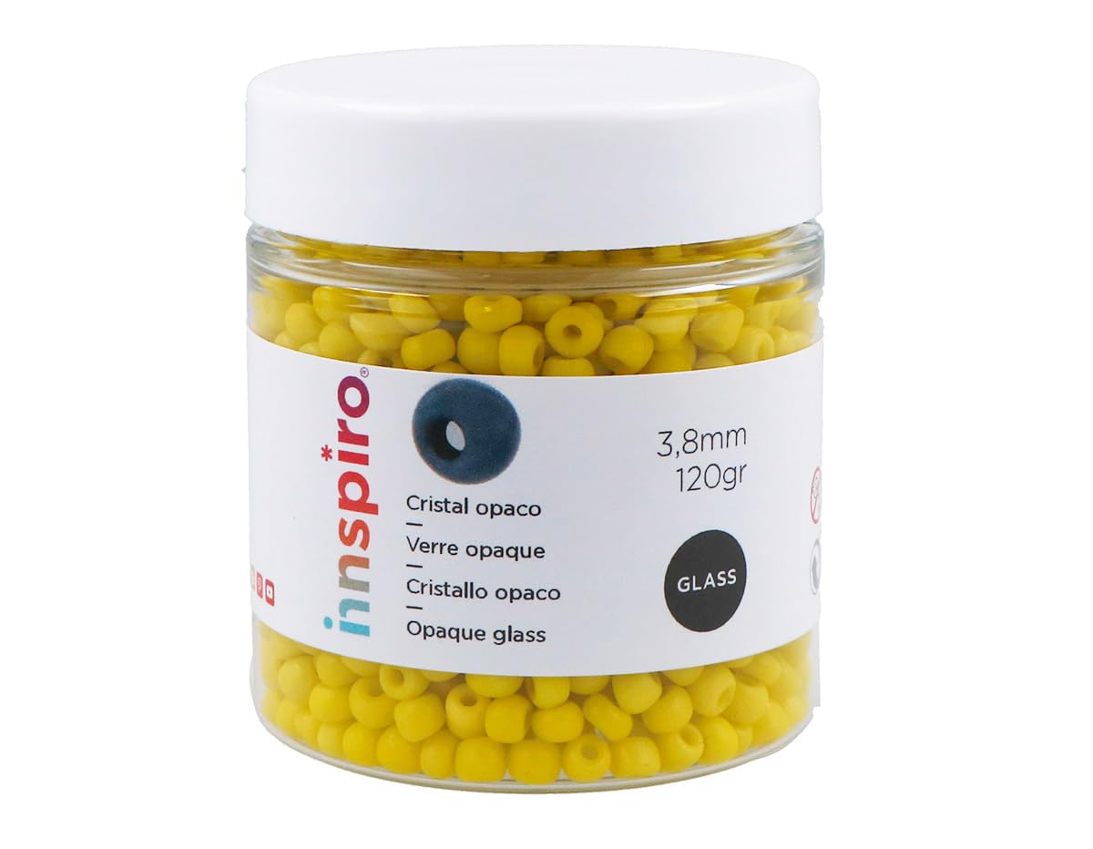 INNSPIRO Round Glass Rock Opaque Yellow 3.8mm 6/0 120g