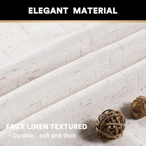Image of PrinceDeco 100% Blackout Curtains 90 Inches Long with Thermal Insulated White Liner Linen Textured Blackout Curtains for Bedroom, W52 x L90, 2 Panels,90 inch Length for Doorway, Office, Ivory