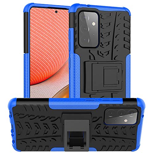 Yiakeng Samsung Galaxy A72 Case, Samsung A72 5G Case, Shockproof Silicone Protective with Kickstand Hard Phone Cover for Samsung Galaxy A72 5G（Blue）
