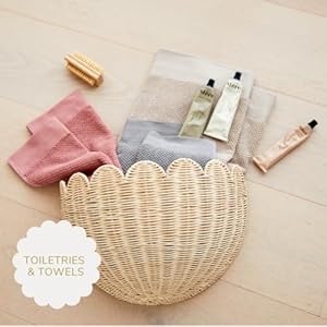 Scalloped Wicker Wall Basket - The Original - Hand Woven Basket - Scalloped Décor Wall Hanging Baskets -16" x 10" x 7"In - Hanging Wall Basket (Natural) Scalloped Wicker Wall Basket The Original Hand Woven Basket Scalloped Decor Wall Hanging Baskets 16 x 10 x 7In Hanging Wall Basket Natural