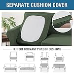 H.VERSAILTEX 4 Piece Stretch Sofa Covers for 3 Cushion Couch Covers for Living Room Furniture Slipcovers (Base Cover Plus 3 Seat Cushion Covers) Upgraded Thicker Jacquard Fabric (Sofa, Bronze Green) - Image 5