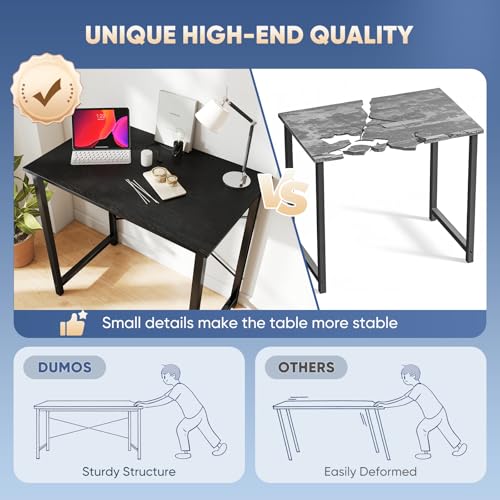 Image of DUMOS 31 Inch Small Computer Desk for Home Office, Gaming Writing Desks for Bedroom Modern Study Work Table Simple Style Workstation with Reinforcement Structure, Black