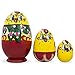 BestPysanky Set of 3 Hen and Chicks Wooden Nesting Dolls 4.75 Inches