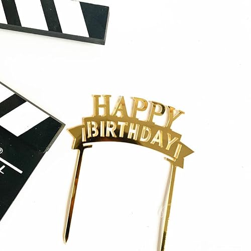 Gold Birthday Cake Topper, 6Pcs Acrylic Birthday Cake Toppers Happy Birthday Cake Toppers For Birthday Decorations #TOP1