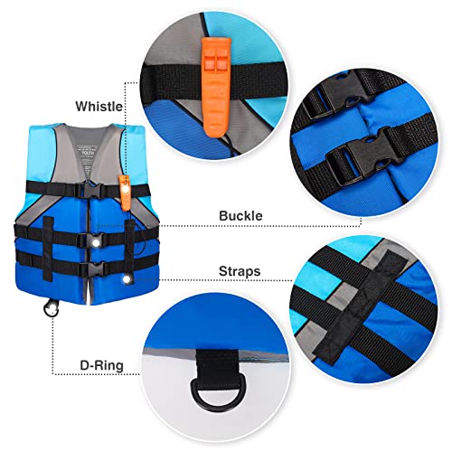 Image of Leader Accessories USCG Approved Life Jacket Vest for Youth 50-90 lbs