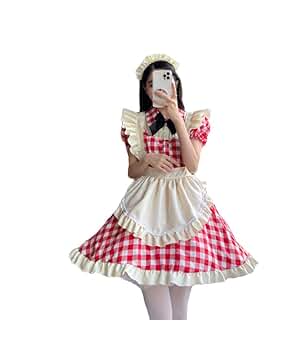 ロリータメイド服 赤と黒のチェック柄 楽天市場】中華風 メイド服 女性 大人 七分袖 姫袖 メイドコス
