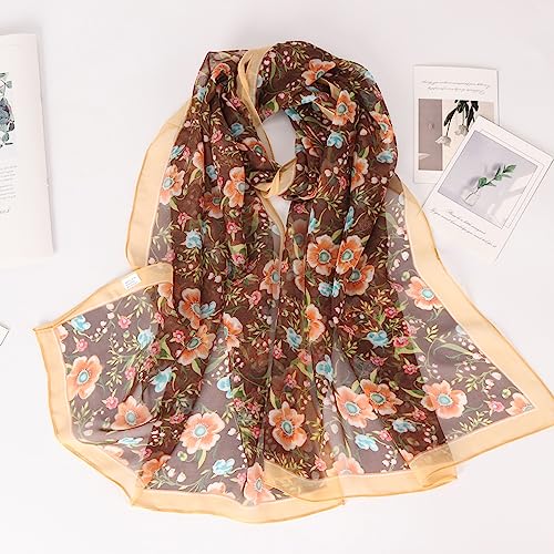 YOUR SMILE Ladies/Women's Lightweight Floral Print/Solid Color mixture Shawl Scarf For Spring Summer season (207)4