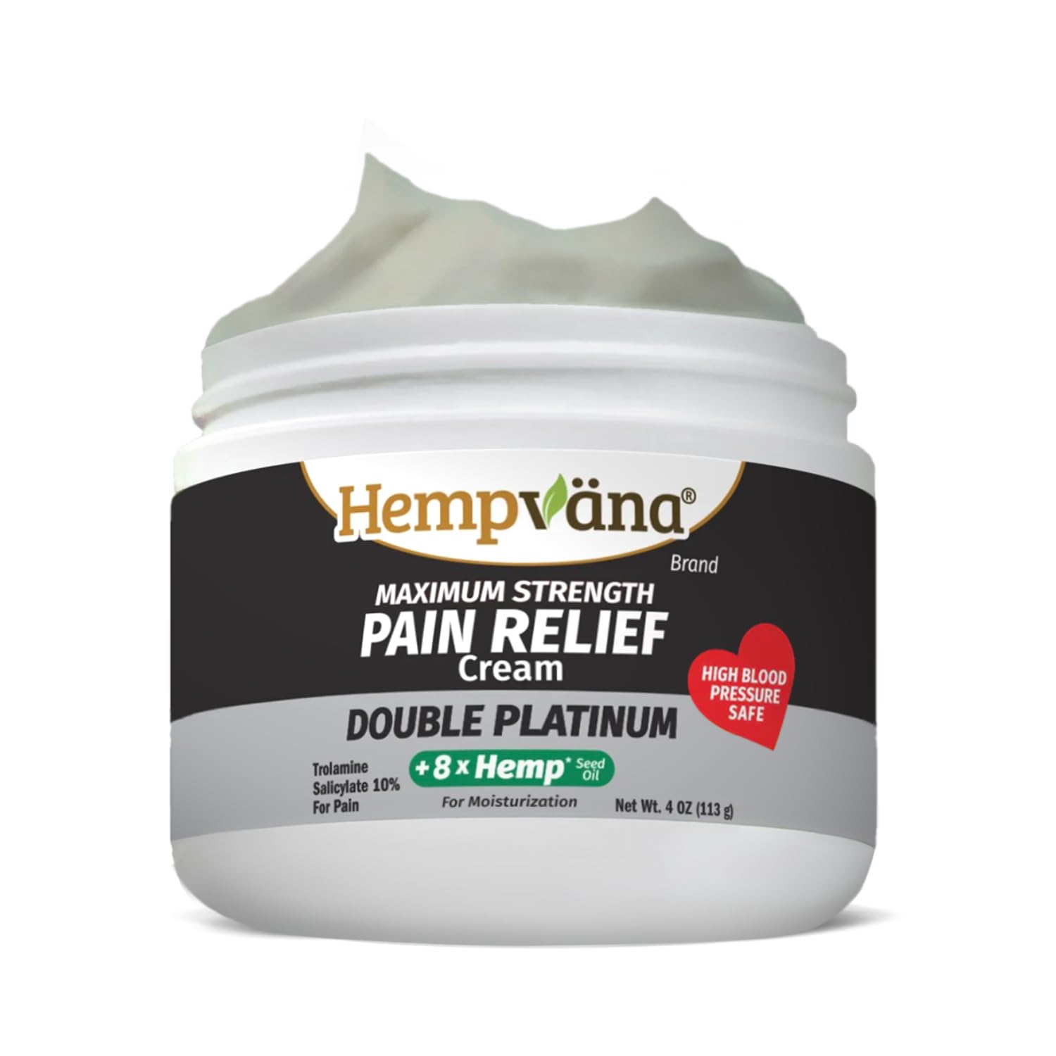 Hempvana Double Platinum Relief Cream. 8X Hemp Extract & Maximum Strength for Back, Neck, Knees, Shoulders & More. AS-SEEN-ON-TV. Odor-Free, Non-Greasy, Quickly Absorbs, 8X More Hemp, 4 Oz Jar