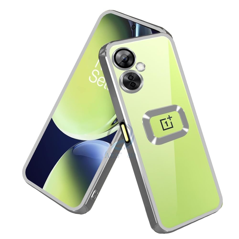 OnePlus Nord CE 3 Lite 5G Chrome Back Cover Ring Logo Cut Pattern Electroplating | 360 Degree Protection | Protective Design | Transparent Back Cover Case for OnePlus Nord CE 3 Lite 5G (Silver)