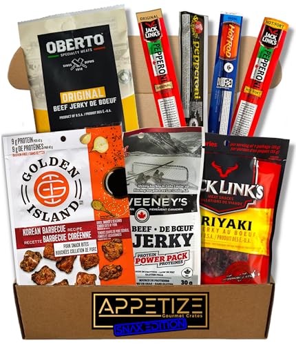Beef Jerky And Pepperoni Fathers Day gift idea for him - Birthday Gifts For Men - Meat Gift Basket for Men- Carnivore Snacks for Adults - Gifts for Boyfriend - Father's Day Gift Basket - (Mailer ...