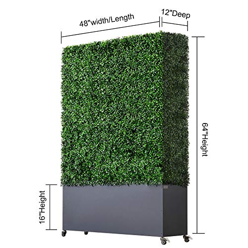 Agpl Artificial Boxwood Hedge Wall With Gray Color Stainless Steel Planter Box And Caster. Moveable Privacy Decorative Wall 48" W X12 D X 67“H … #TOP1