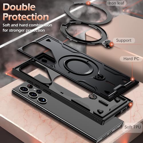 Image of for Samsung Galaxy S22 Ultra Case Magnetic with stand [with Mag-Safe] [with Screen Protector] Wireless Charging, Shockproof Galaxy S22 Ultra 5G Case, Ring Holder Phone Cover for Samsung S22 Ultra