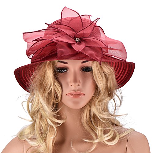 Sombrero para mujer ocasión boda ala ancha floral miniatura 2