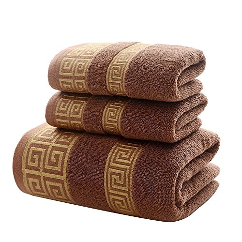 AHXHWKA 100% Cotton Highly Absorbent Embroidered Towels 3-Piece Towel Set Hotel Bath Towel, 1 Bath Towels, 2 Hand Towels Extra Thick Beach Bath Towels