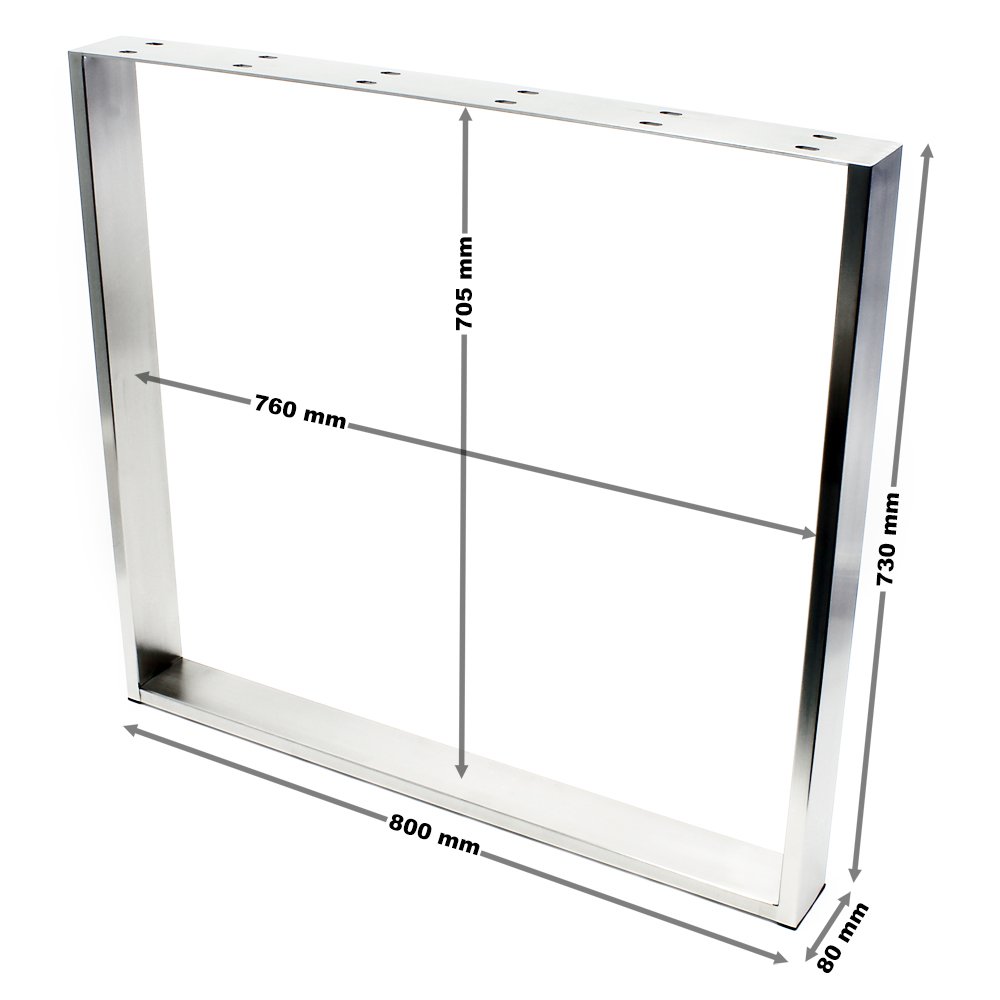 Wiltec Telaio da tavolo 80x73cm in acciaio inox Struttura base per tavolo
