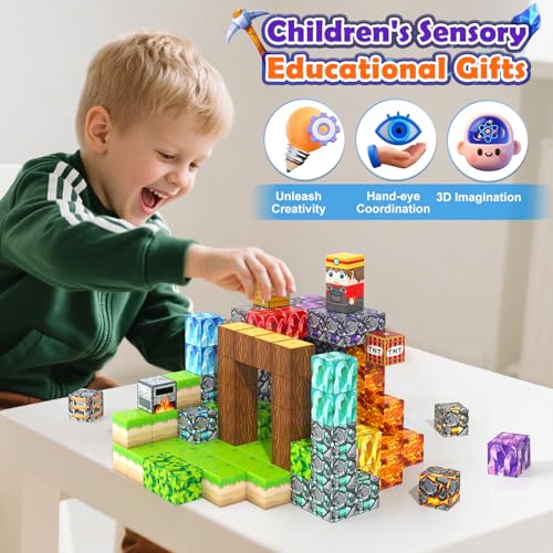 Image of Magnetic Blocks for Kids, Creative Magnetic Cube Building Toy for Ages 3-12