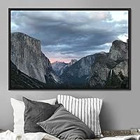 Framed Canvas Wall Art Mountainscape Aerial Dramatic Landscape Mountain Top Multicolor Photography Realism Rustic Warm - 16x24 inches