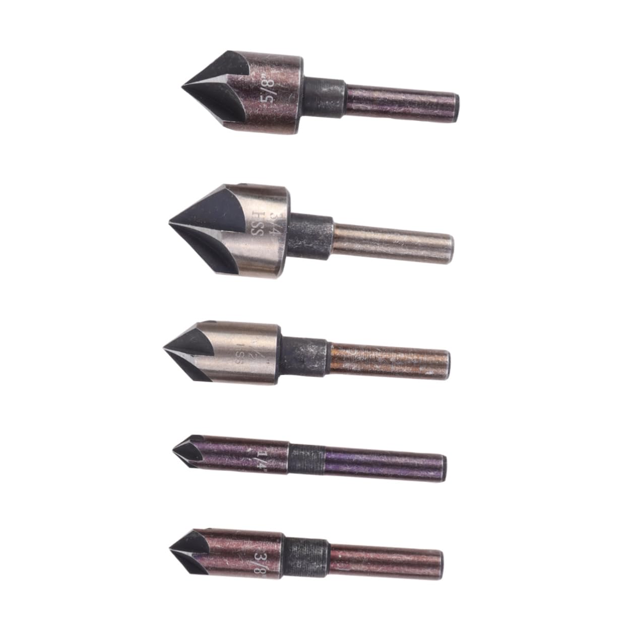 CIYODO 82° Chamfer Tool Set 5pcs High Drills Deburring Countersink Bits Round Handle for Wood Plastic Aluminum Rustproof