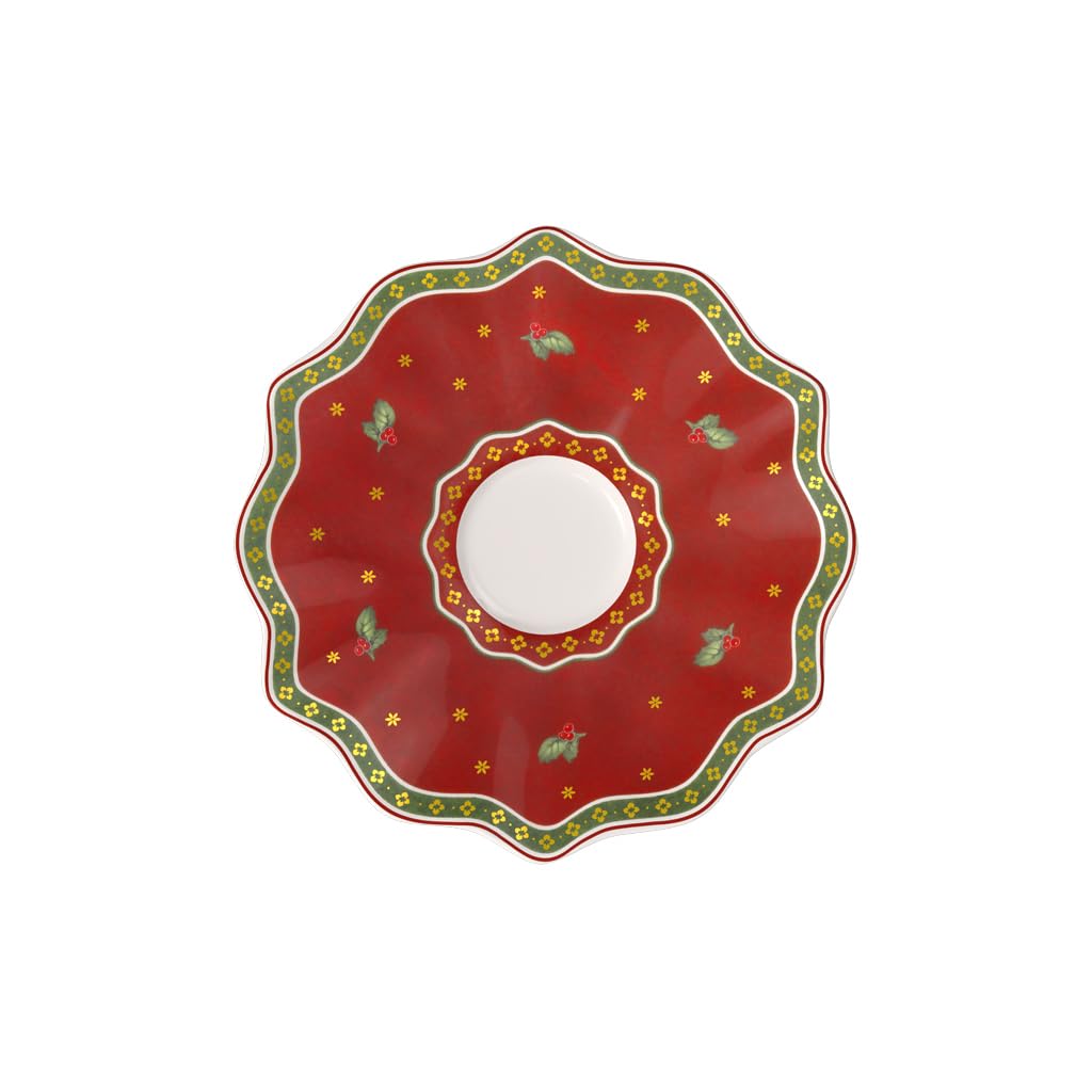 Villeroy & Boch 14-8585-1311 Platillo para Taza Toy's Delight, para Navidad, 16,5 cm, Porcelana, Rojo, Té o Café