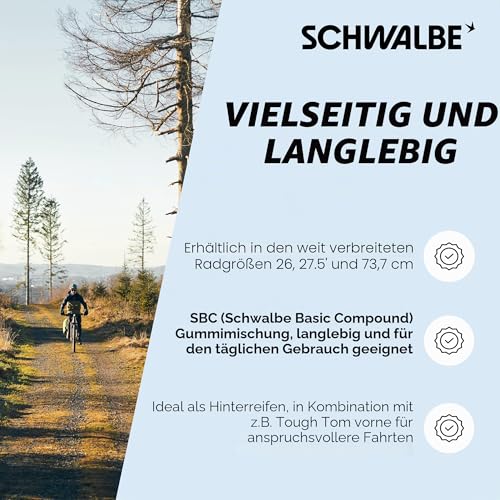 Schwalbe Rapid Rob MTB Fahrradreifen – 26/27.5/29 Zoll – XC-Profil, K-Guard Pannenschutz – Hinterradreifen Mountainbike… – Ansicht 4