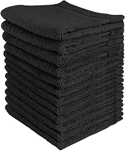 Utopia Towels - Premium Washcloths Set (12 x 12 Inches, Black) - 600