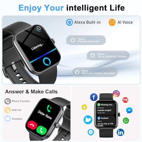 Smart Watch for Women Men, Alexa Built-in, Smartwatch for iPhone & Android Bluetooth Call, 1.91" HD Fitness Tracker with Heart Rate/SpO2/Sleep Monitor, IP68 Waterproof, Fitness Watch 100+ Sports Modes - Image 3