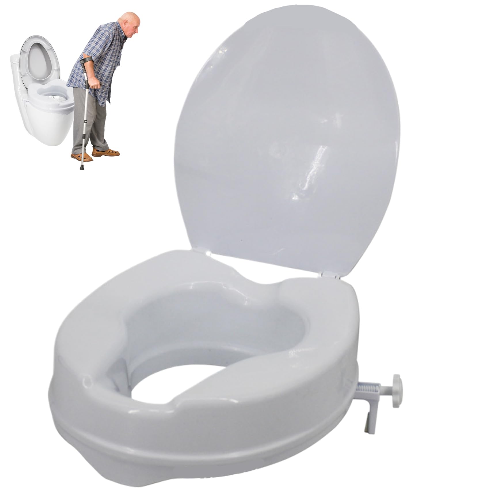 Siège de toilette élevé 4 pouces rehausseur 300 lb de sécurité avec couvercle rigide