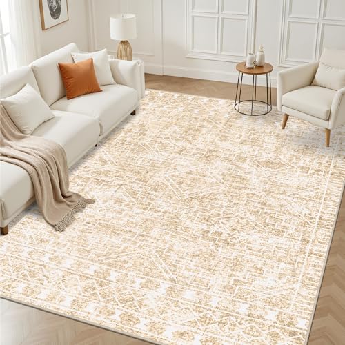 8x10 Area Rugs Living Room Rug: Washable Rug Neutral Lagre Soft T...