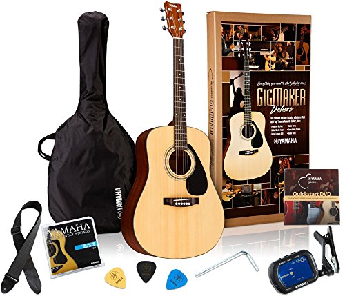 Yamaha GigMaker Deluxe Acoustic Guitar Package with FD01S Guitar, Gig Bag, Tuner, Strap and Picks - Natural