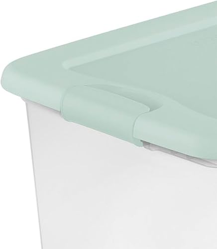 Miniatura 8 de Sterilite Paquete de 6 cajas con pestillo, contenedor de almacenamiento apilable de plástico transparente con tapa, 64 cuartos de galón, menta