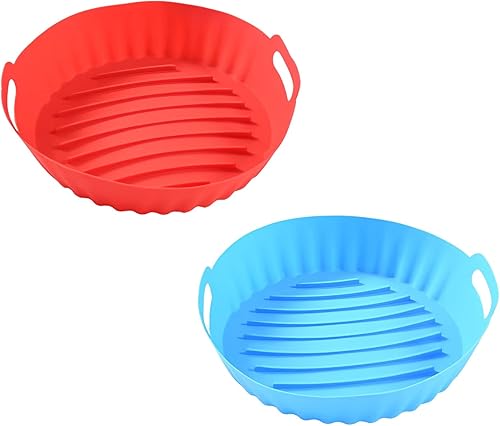 Forros de silicona para freidora de aire para 3-5 cuartos de galĂłn, paquete de 2 unidades, bandeja de horno reutilizable para cocinar sin desorden y Forros de silicona para freidora de aire para 3-5 cuartos de galĂłn, paquete de 2 unidades, bandeja de horno reutilizable para cocinar sin desorden y